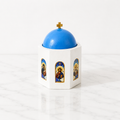 Santorini Church Storage Vessel – Hand Painted Keepsake