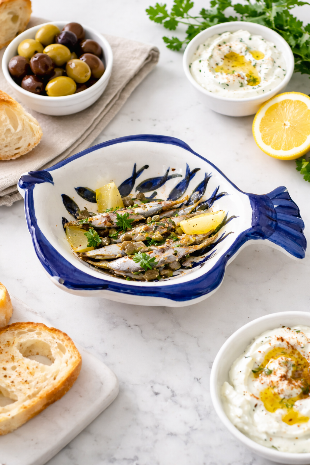 Mediterranean Meze Fish Bowls – Set of Three