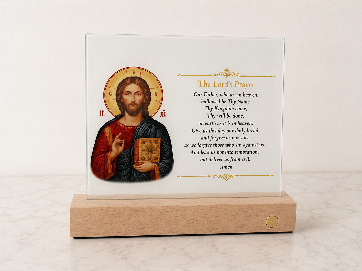 Lords Prayer  Rechargeable LED Glass Icon Night Light