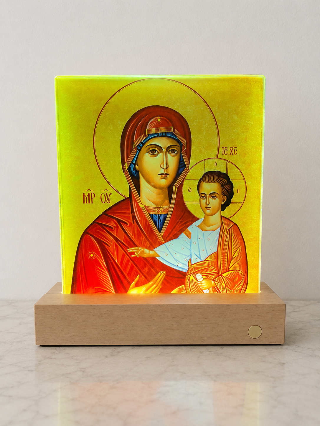 Mary & Jesus  Rechargeable LED Glass Icon Night Light