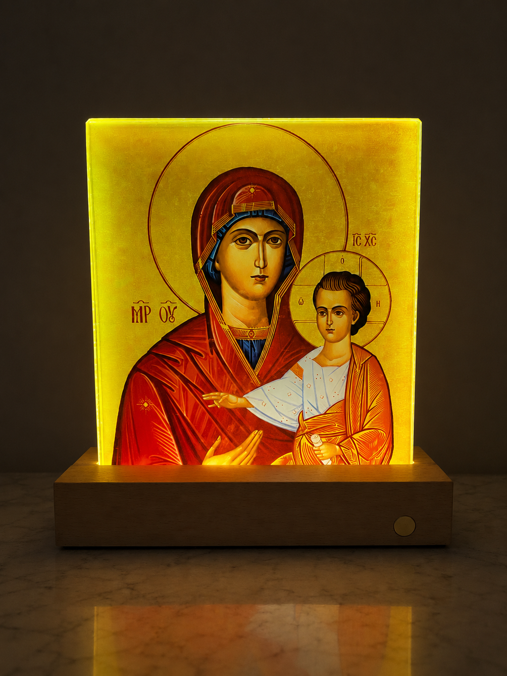 Mary & Jesus  Rechargeable LED Glass Icon Night Light